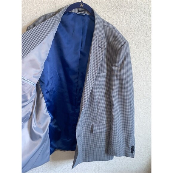Tommy Hilfiger men sport Blazer jacket 100% worsted wool gingham gray 50R Plaid - Picture 15 of 16